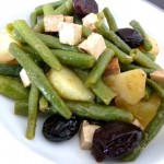assiette haricots verts tofu
