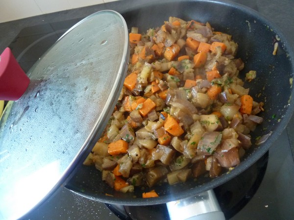 wok aubergine patate douce persilles